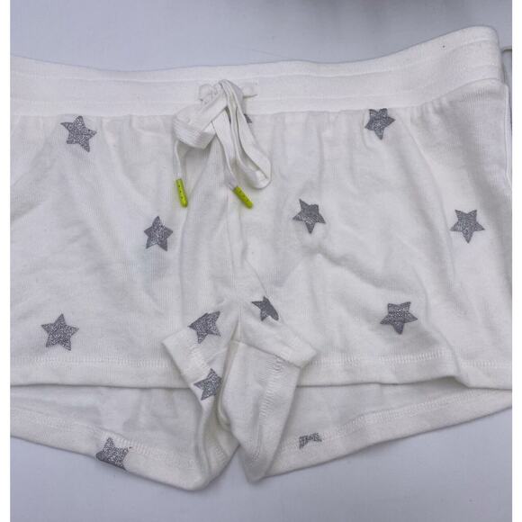 PJ Salvage White Pajama Shorts Intimates Silver Stars and Neon Sides Sz M - Picture 3 of 10